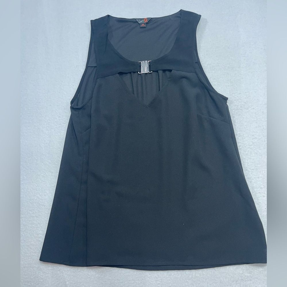 Guess Black Sleeveless Blouse XS Buckle Front Keyhole Top office business